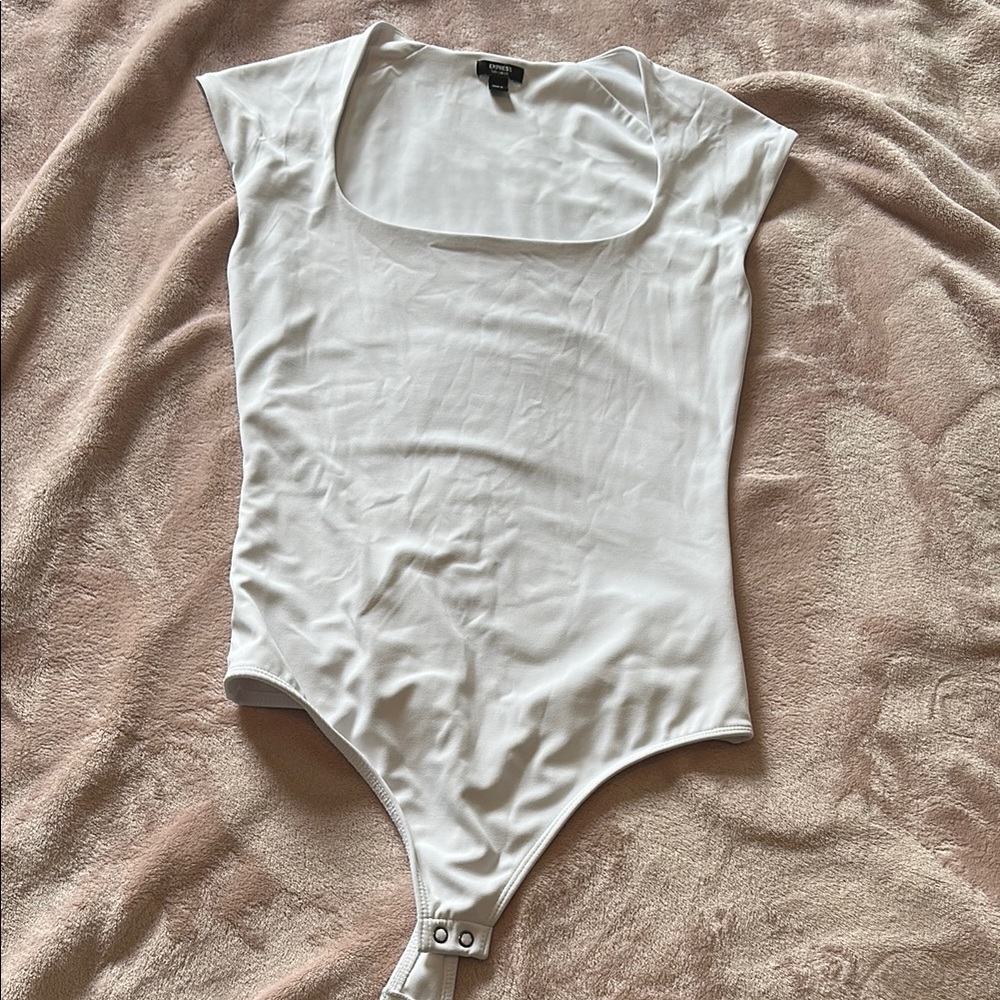 Express White Fitted Cap Sleeve Bodysuit